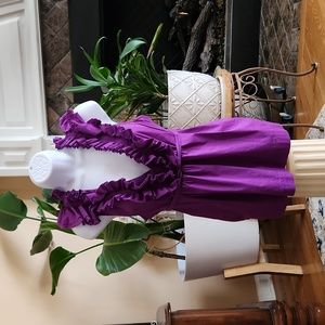 BCBGMaxAzria Purple Ruffled Vneck Sleeveless Blouse Sz Medium